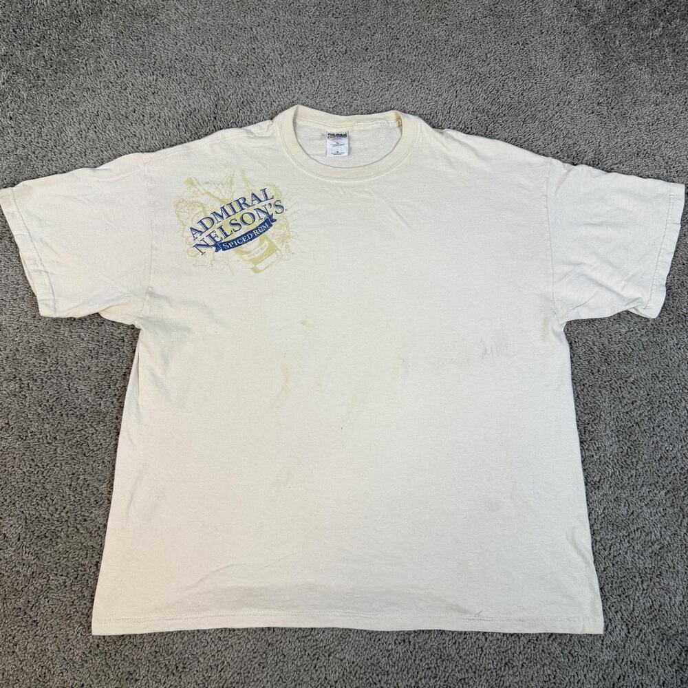 Vintage Admiral Nelson's Shirt Mens XL Beige Spiced Rum Promo Graphic 2000s
